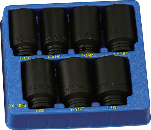 Genius Tools GNSDI407S Kit Sockets Imp 1/2"Dr 7Pc Sae - MPR Tools & Equipment