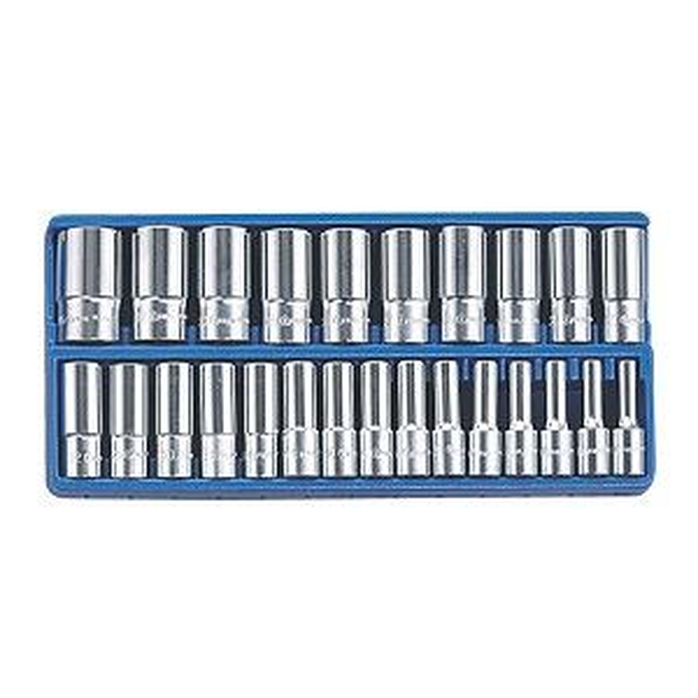 Genius Tools GNSDS424M Met 6P Deep Hand Skt 1/2"Dr 25 - MPR Tools & Equipment