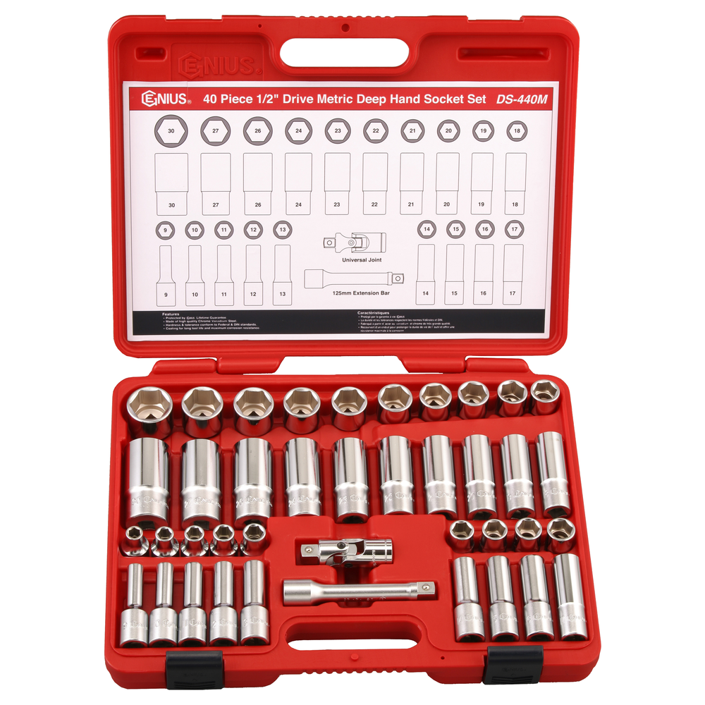 Genius Tools GNSDS440M 40Pc.Set 1/2"Dr.Deep Socket - MPR Tools & Equipment