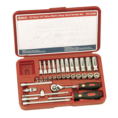 Genius Tools GNSEU232M 32Pc 1/4" Dr. Metric Deep Hand - MPR Tools & Equipment