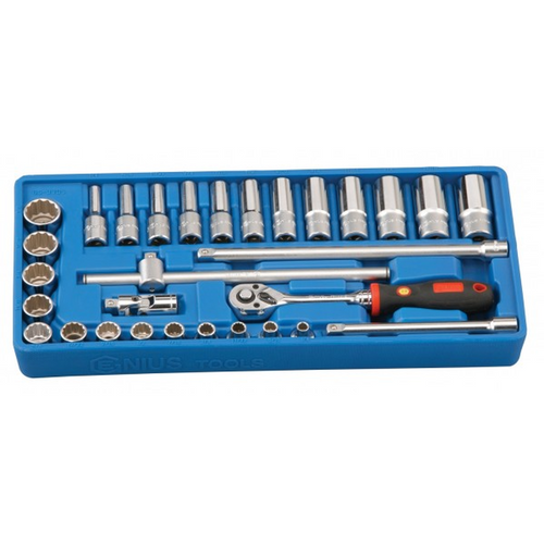 Genius Tools GNSGS-330S 30Pc 3/8" Dr. Sae Deep Hand Socket Set - MPR Tools & Equipment