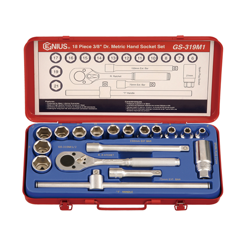 Genius Tools GNSGS319M1 Sockets Set Ch Short 6 A 21Mm - MPR Tools & Equipment