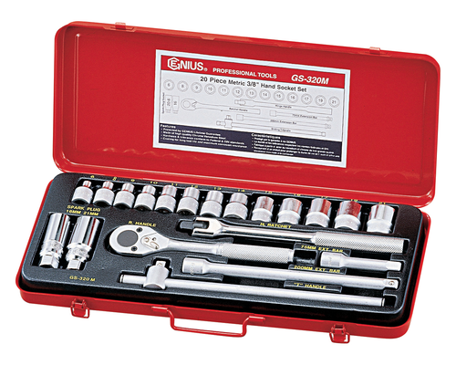 Genius Tools GNSGS320S 20Pc 3/8"Dr Hand Socket - MPR Tools & Equipment