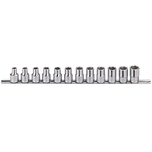 Genius Tools GNSGS412M 1/2" Dr Metric Chrome Hand Socket Set 12Pc - MPR Tools & Equipment