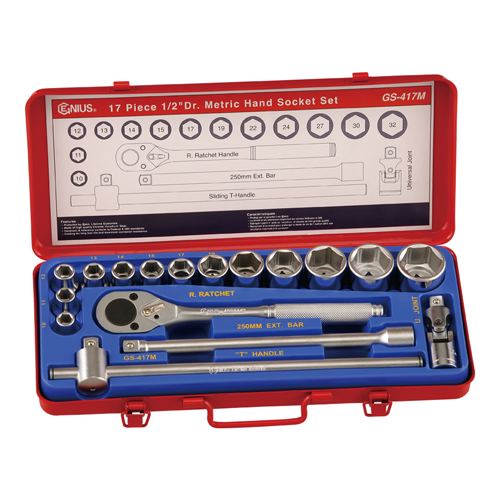 Genius Tools GNSGS417M 17Pc 1/2"Dr. Hand Socket Set - MPR Tools & Equipment