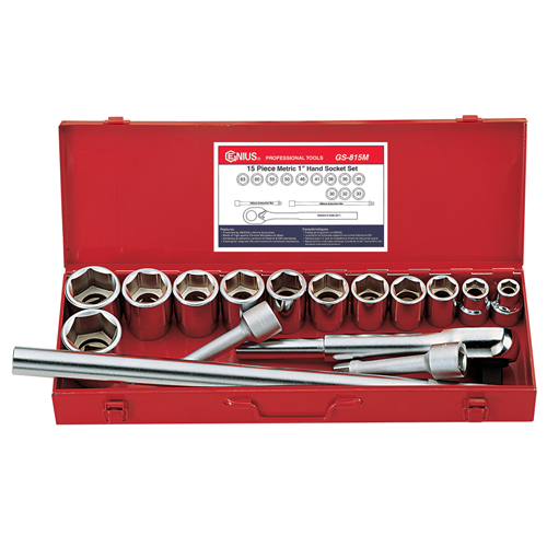 Genius Tools GNSGS815M 15Pc 1"Dr. Hand Socket Set - MPR Tools & Equipment