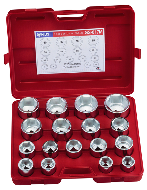 Genius Tools GNSGS817M 17Pcs 1" Met. Hand Socket Set - MPR Tools & Equipment