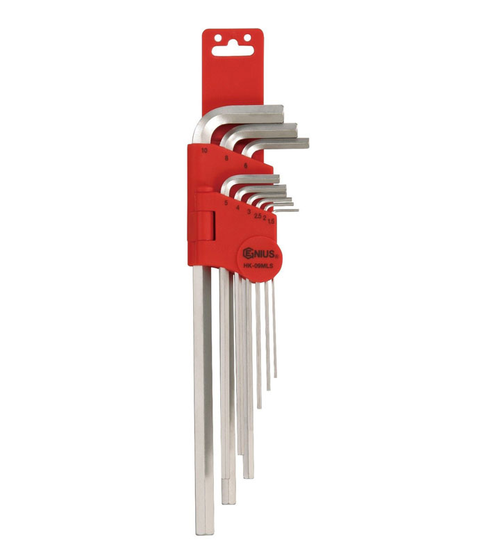 Genius Tools GNSHK-09MLS 9Pc.Metric Long Hex Wrench Set - MPR Tools & Equipment