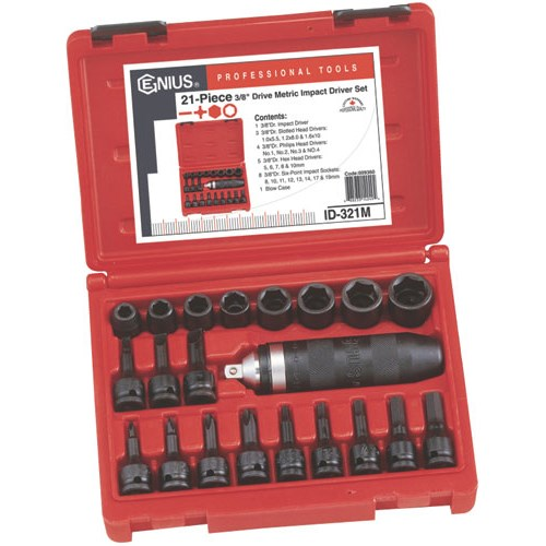 Genius Tools GNSID-321M 21Pc 3/8" Dr. Metric Impact Driver Set - MPR Tools & Equipment