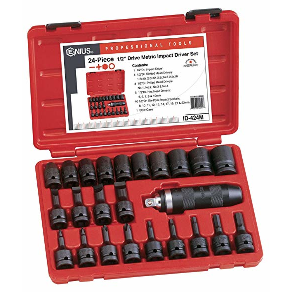 Genius Tools GNSID-424M 24Pc 3/8" Dr. Metric Impact Driver Set - MPR Tools & Equipment