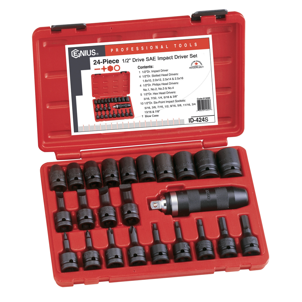 Genius Tools GNSID424S 24Pc.3/8"Dr.Sae Impact Drive - MPR Tools & Equipment
