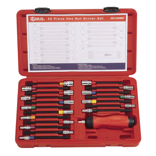 Genius Tools GNSND020MS 20 Pc Metric & Sae Hex Nut Dri - MPR Tools & Equipment
