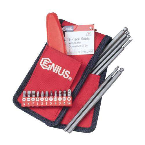 Genius Tools GNSSB218MWH 18Pc Metric Wobble Hex Screwdr - MPR Tools & Equipment