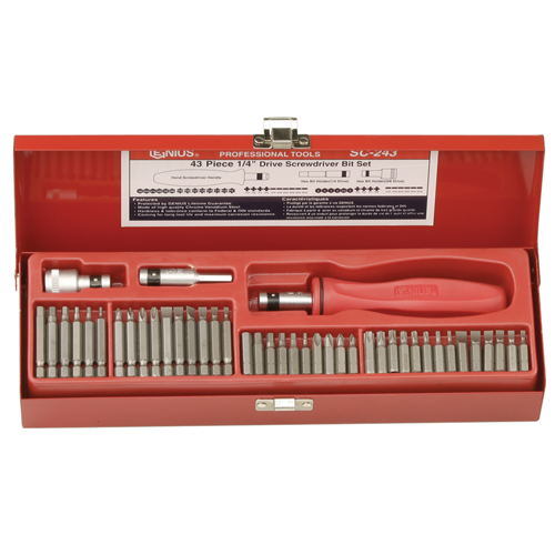 Genius Tools GNSSC243 43Pc 1/4" Hex Shank Screwdriver Bit - MPR Tools & Equipment