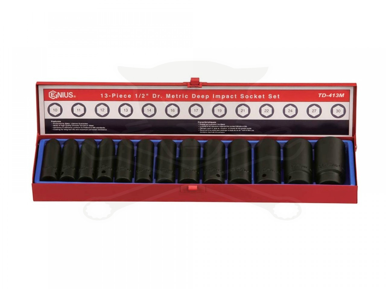 Genius Tools GNSTD-413M Metric Deep Impact Socket Set - MPR Tools & Equipment