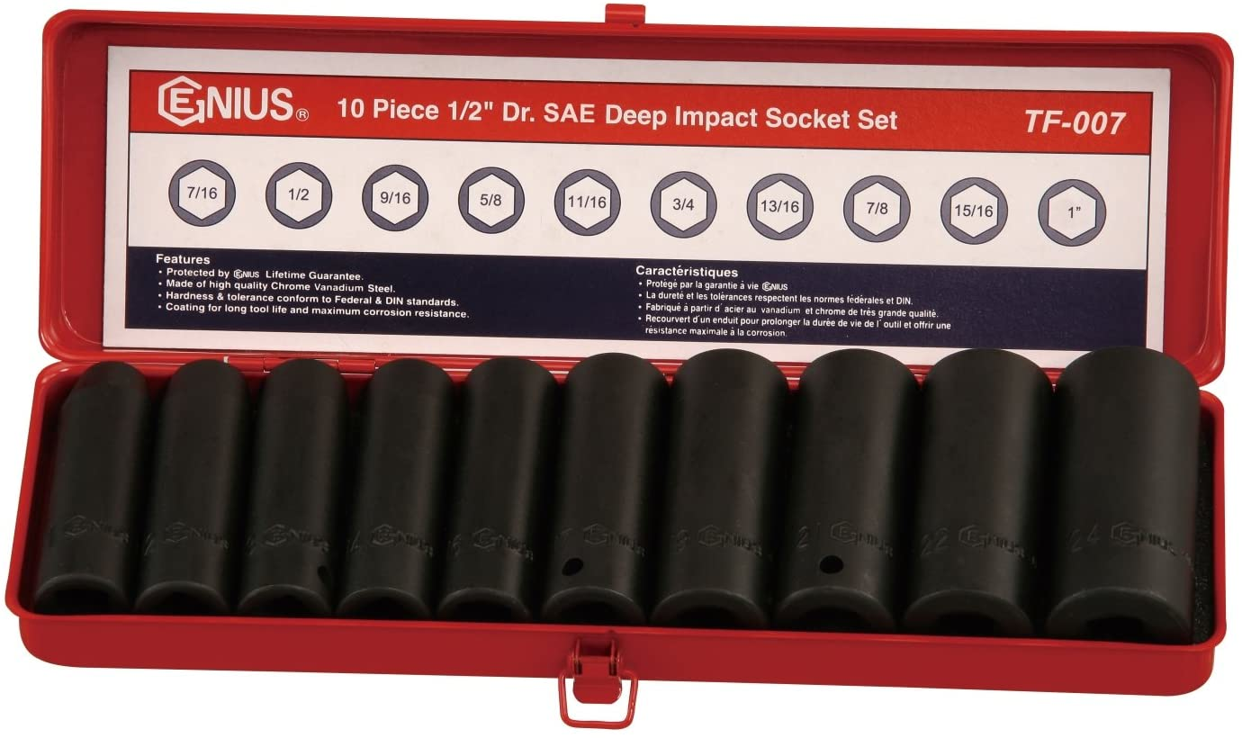 Genius Tools GNSTD410S 10Pc Sae Deep Impact Socket 1/ - MPR Tools & Equipment