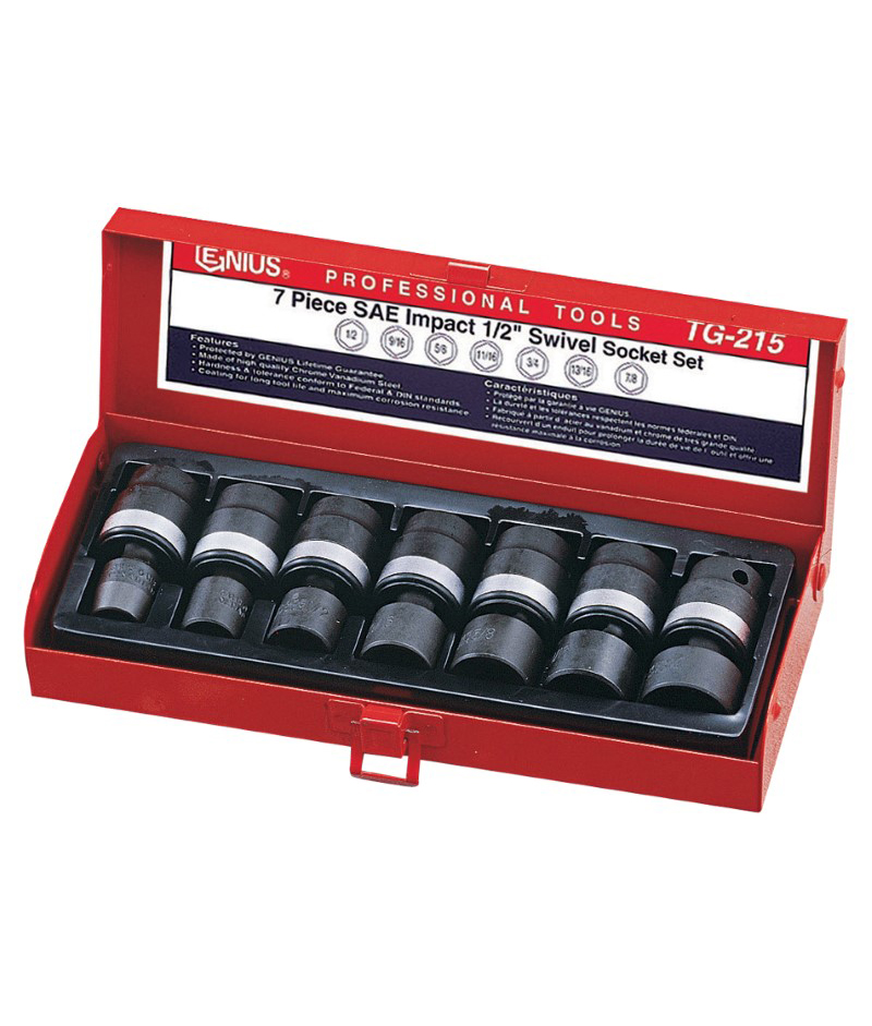 Genius Tools GNSTG215 7Pc Univ. Impact Joint Set Sae - MPR Tools & Equipment