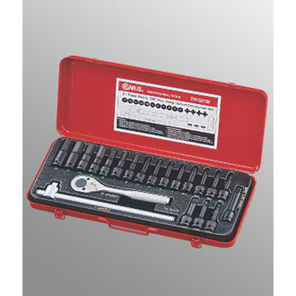 Genius Tools GNSTH-321M 21Pc 3/8" Dr. Metric Hex Head Driver Component Set - MPR Tools & Equipment