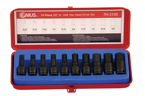 Genius Tools GNSTH310S 10 Pcs 3/8Dr Hex Head - MPR Tools & Equipment