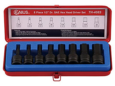 Genius Tools GNSTH408S 8Pc 1/2" Hex.Head Driver - MPR Tools & Equipment