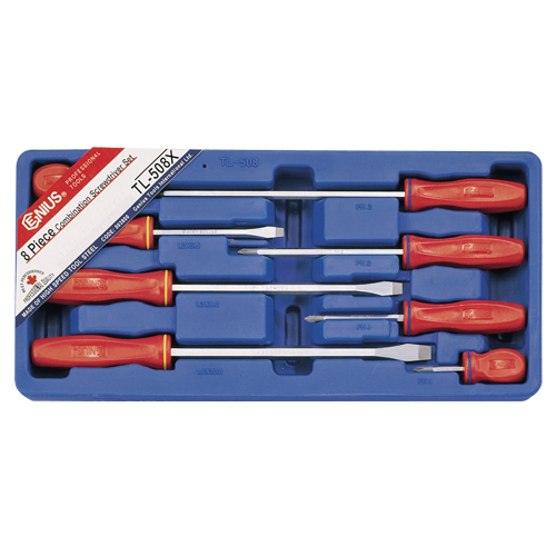 Genius Tools GNSTL508X 8 Pces Combination Screwdrivers - MPR Tools & Equipment