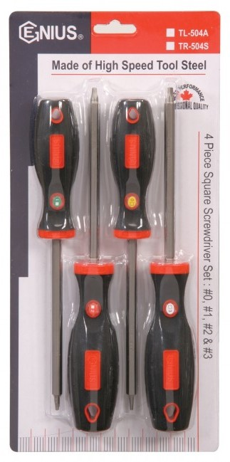 Genius Tools GNSTR504S 4Pc Square Screwdriver Set - MPR Tools & Equipment