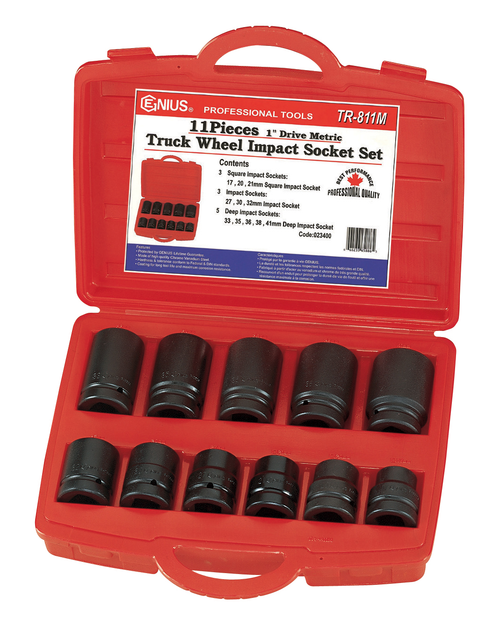 Genius Tools GNSTR811M 11Pc 1"Dr Met Truck Wh.Imp.Skt - MPR Tools & Equipment