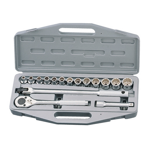 Genius Tools GNSTW416S 16Pc, 1/2"Dr, 12Pt Hand Skt Se - MPR Tools & Equipment