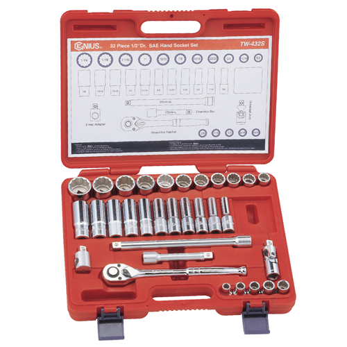 Genius Tools GNSTW432S Socket Kit Sae 32Pc Chr - MPR Tools & Equipment