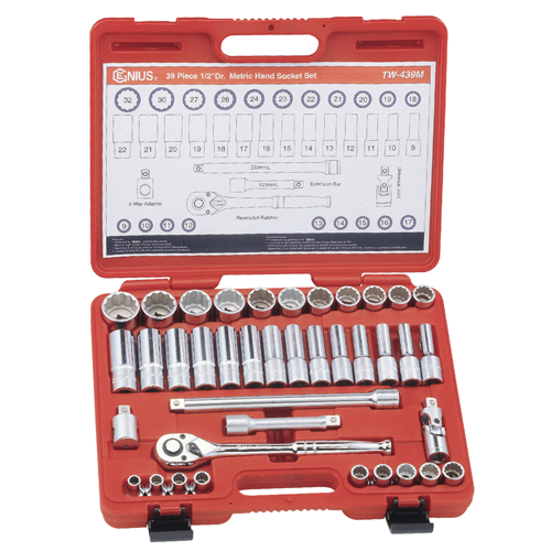 Genius Tools GNSTW439M 39Pc Socket S/Long 12Pt S/M 1/ - MPR Tools & Equipment