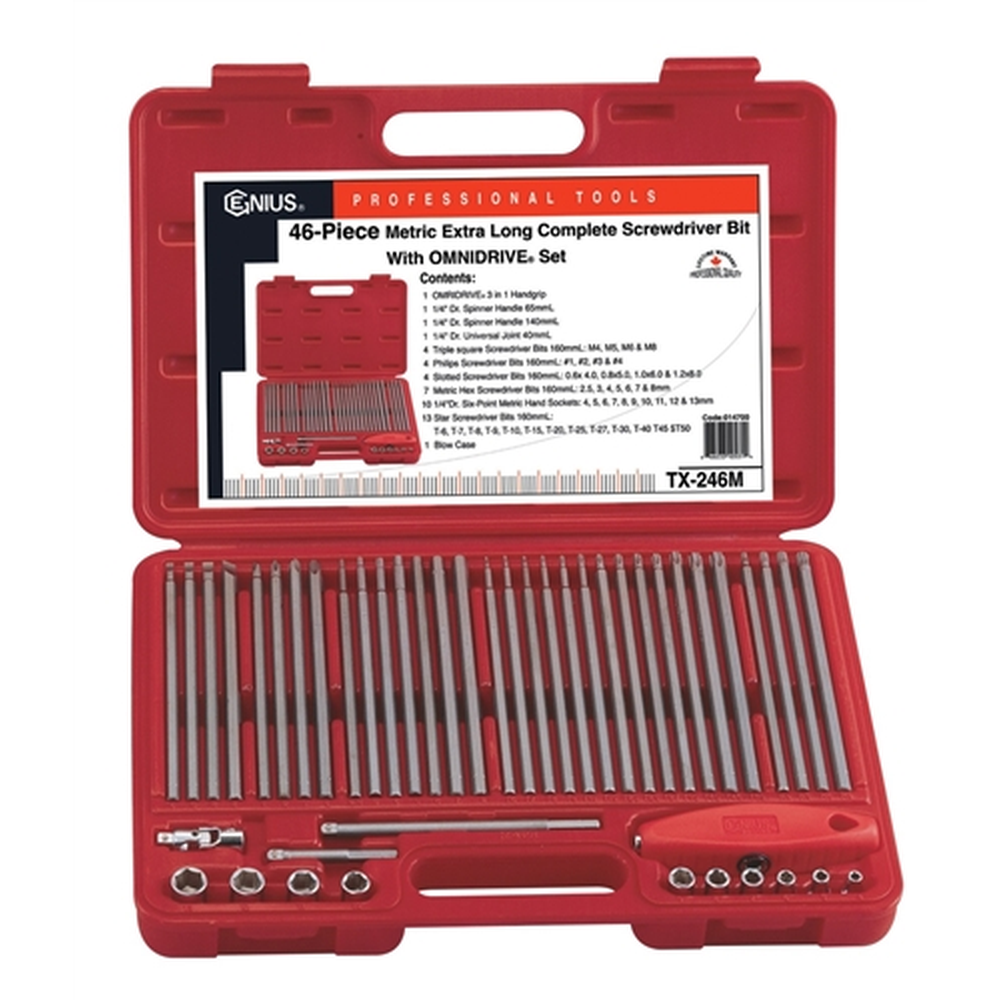 Genius Tools GNSTX-246M 46Pc Metric Long Screwdriver Bits W/ Omnidrive? Set - MPR Tools & Equipment