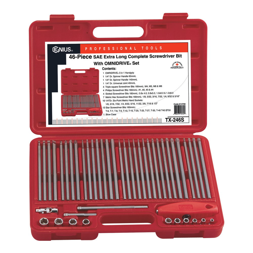 Genius Tools GNSTX-246S Set 46Pc. Sae Long Screwdriver - MPR Tools & Equipment