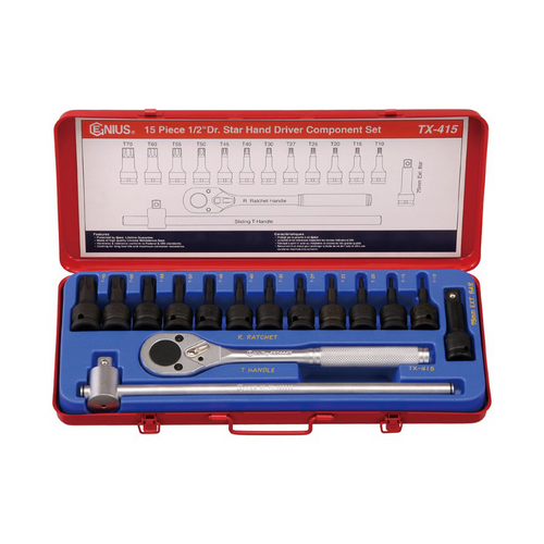 Genius Tools GNSTX415 Special Head Socket 15Pces 1/2 - MPR Tools & Equipment