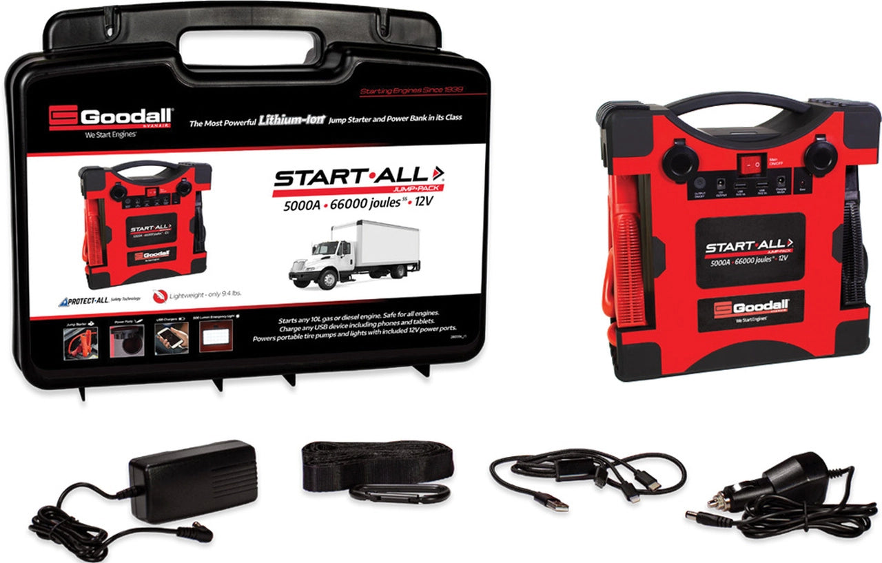 Goodall JP-12-5000 12 Volt Lithium Cobalt 5,000 Amp Start-All Jump Pack - MPR Tools & Equipment