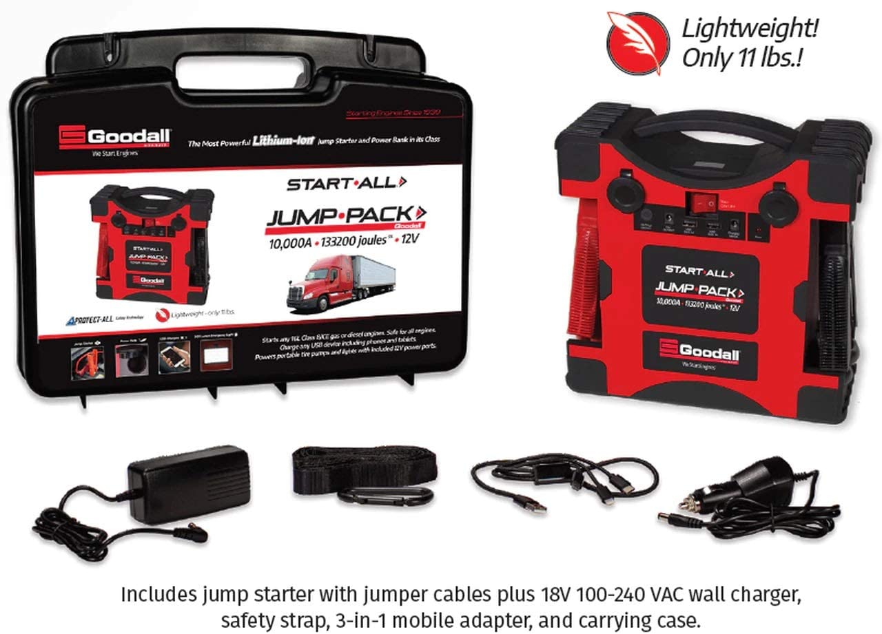 Goodall Manufacturing JP-12-10000 12V 10000 Amp Start-All Corded Jump Starter Pack, 133200 Joules 5S - MPR Tools & Equipment