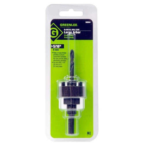 Greenlee 38504 ARBOR,HOLESAW 3/8 SHNK,1 FLAT - MPR Tools & Equipment