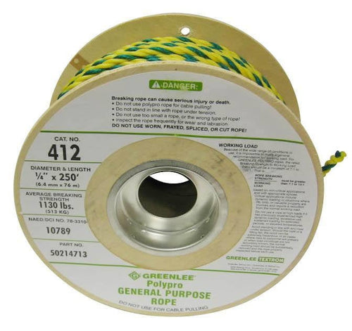 Greenlee 412 POLY PRO ROPE 1/4X250FEET - MPR Tools & Equipment