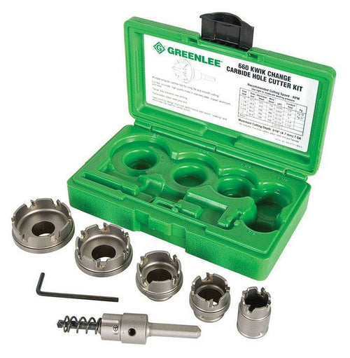 Greenlee 660 5 PIECE QUICK CHANGE CARBIDE CUTTER SET, 5/8" TO 3" - MPR Tools & Equipment