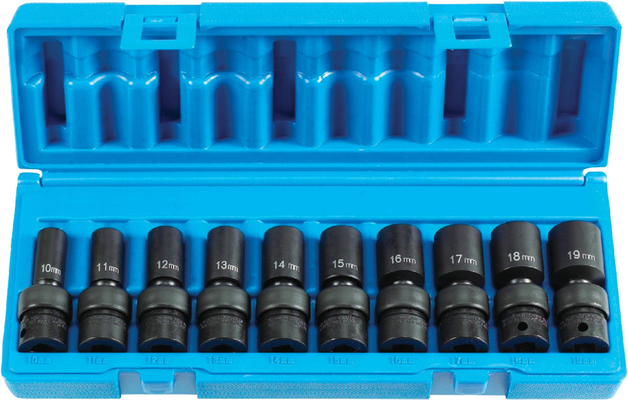 Grey Pneumatic 1210UMSD 3/8" Drive 10 Piece Semi-Deep Metric Universal Set - MPR Tools & Equipment