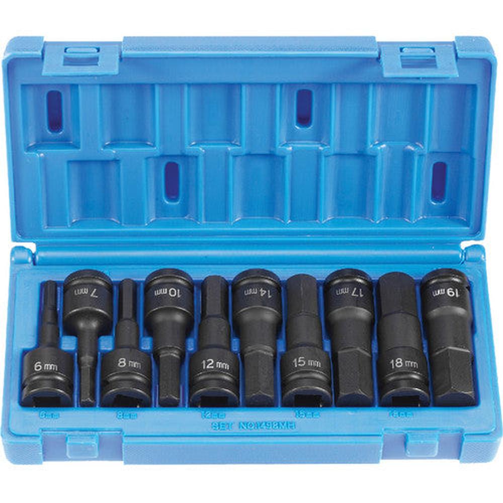 Grey Pneumatic 1498MH 1/2" Drive 10 Piece Metric Hex Driver Set - MPR Tools & Equipment