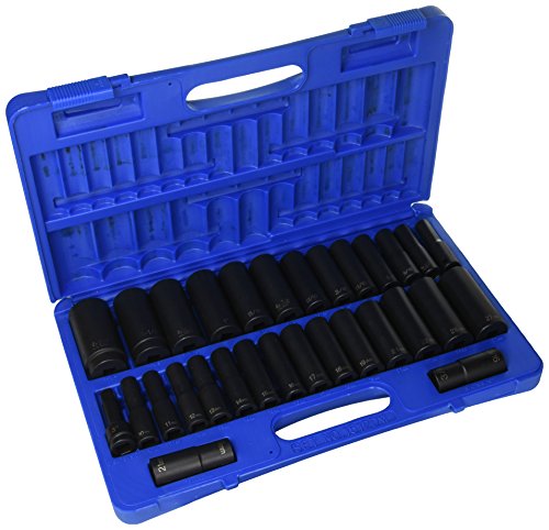 Grey Pneumatic (1512DM) 1/2" Drive 30-Piece SAE and Metric Deep Socket Set - MPR Tools & Equipment