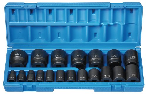 Grey Pneumatic 1719 1/2" Drive 19pc 12-Point Standard Length Fractional Socket Set - MPR Tools & Equipment