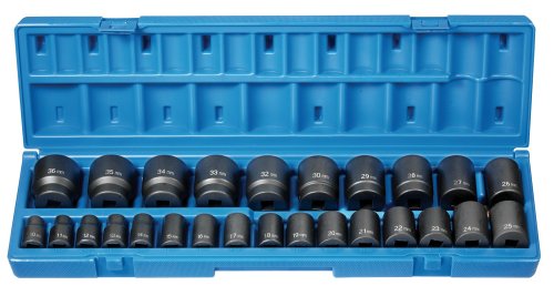 Grey Pneumatic 1726M 1/2" Drive 26pc 12-Point Standard Length Metric Socket Set - MPR Tools & Equipment