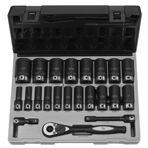 Grey Pneumatic 82622D 1/2? Drive 6 Point 22 Piece Fractional Deep Duo Socket Set - MPR Tools & Equipment