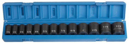 Grey Pneumatic Corp 1312 1/2'' Drive Standard Length Fractional Set - 13 Piece - MPR Tools & Equipment