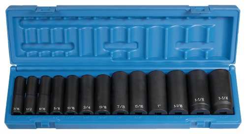 Grey Pneumatic Corp 1312D 1/2'' Drive Deep Length Fractional Set - 13 Piece - MPR Tools & Equipment