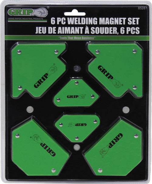 Grip-On Tools 85281 6pc Welding Magnet Set, 45°, 90° & 135° Angles, 25 Lb & 9 Lb Capacities - MPR Tools & Equipment