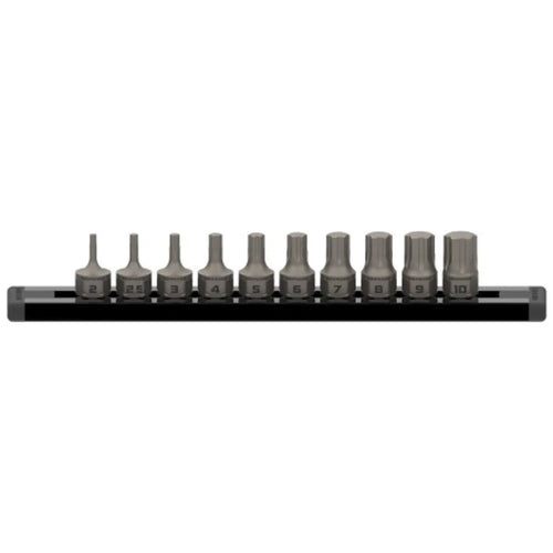 GripEdge DDHAM10S 10-Pc 1/4" Drive Metric RPT Hex Dual Action Stubby Driver Set, 2MM-10MM