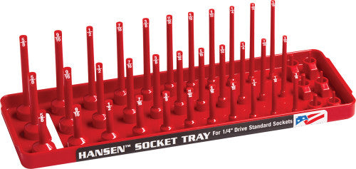 Hansen Global 14013 1/4" DR. SAE REGULAR, SEMI-DEEP, DEEP 3 ROW SOCKET HOLDER - RED - MPR Tools & Equipment