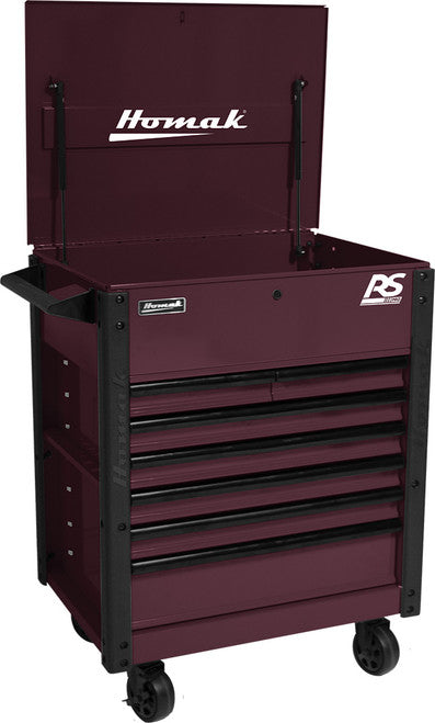 Homak BC06035247 35" RS Pro 7-drawer Service Cart Black Cherry